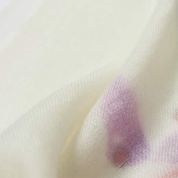 floral white women's cashmere  scarf / shawl - Picture 2 of 5